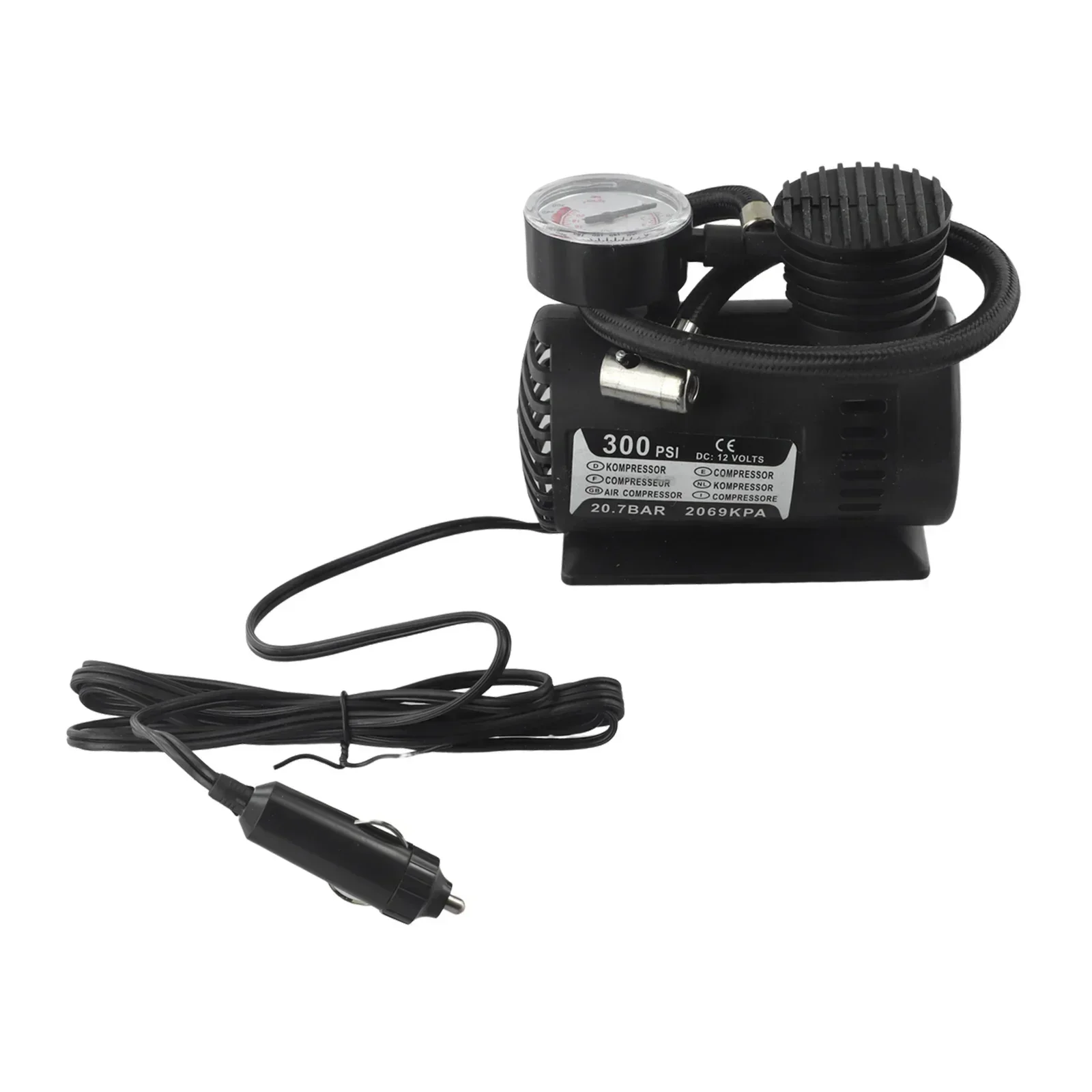 Portable 12V300psi Air Compressor- Pump- Tire Tyre Inflator- For -Motorcycle Heavy Duty Tire Inflator Electric Compact Air Pump