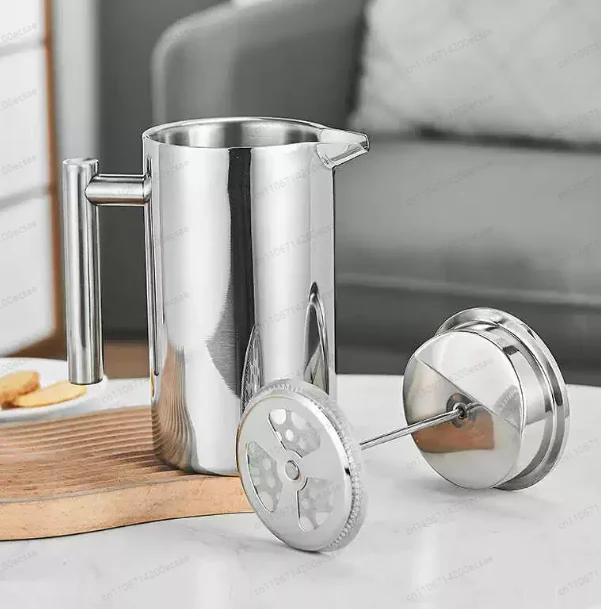 304 Stainless Steel French Press Coffee Maker, Double Wall Insulated Espresso & Tea Maker, Heat Resistant Home Coffee Plunger