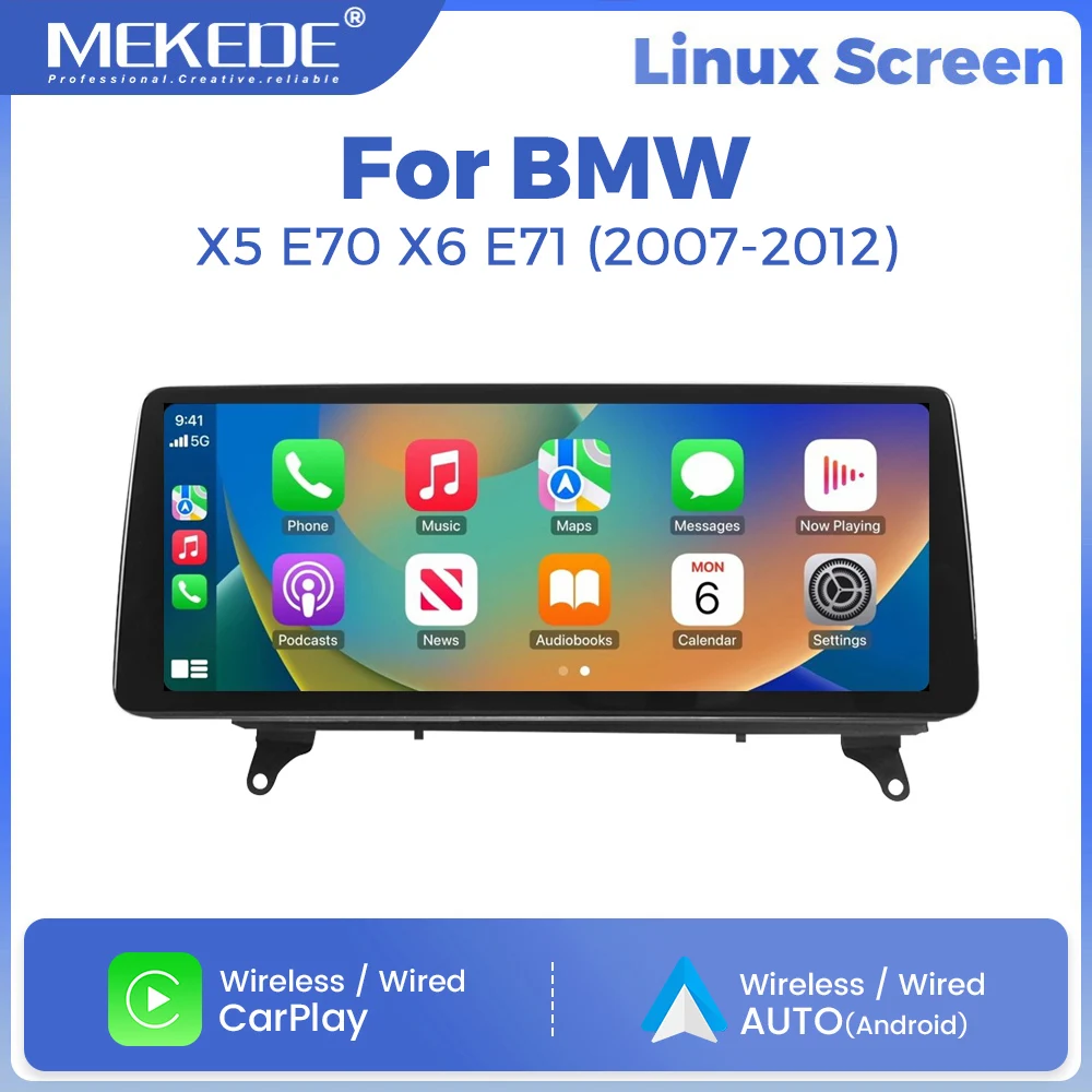 MEKEDE Radio para coche con sistema Linux de 10,25/12,3 pulgadas para BMW X5 E70 X6 E71 2007-2012 AirPlay Autolink CarPlay Android Auto GPS Navegación Reproductor Multimedia BT SWC Autoradio Reproductor de vídeo Unidad principal Estéreo Sistema inteligente ﻿ 1