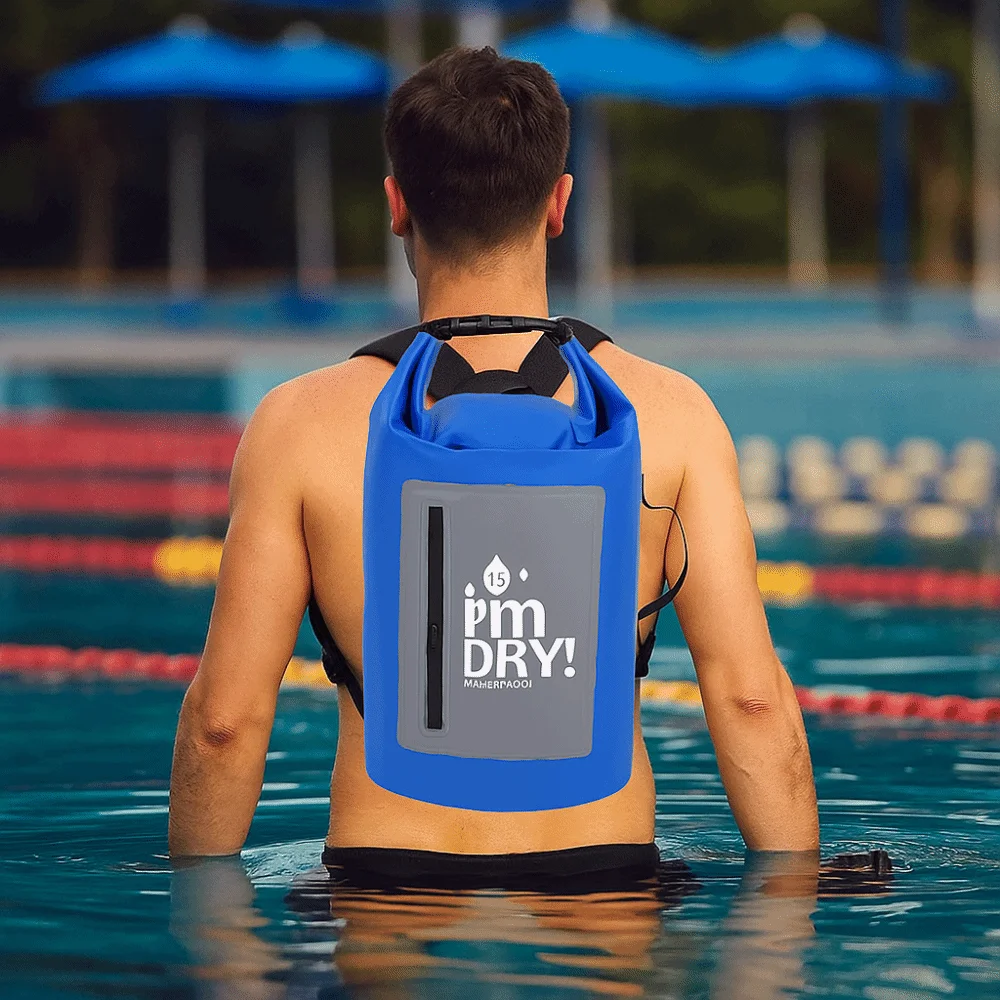 

10/15L Waterproof Dry Bag Waterproof with Shoulder Straps Swimming Bucket Bag Foldable Lightweight Beach Backpack Beach Swimming
