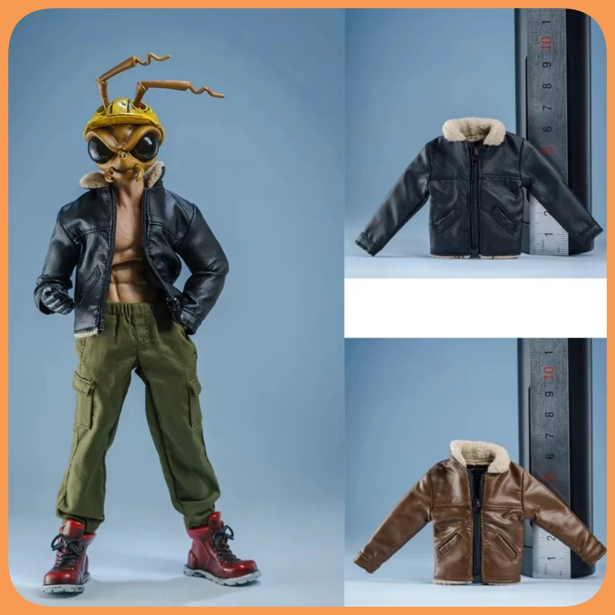 1/12 Scale Fashionable Loose Casual Pocket Zippered Suede Collar Leather Jacket 6” MEZCO NW SHF Normal Action Figure Body Model