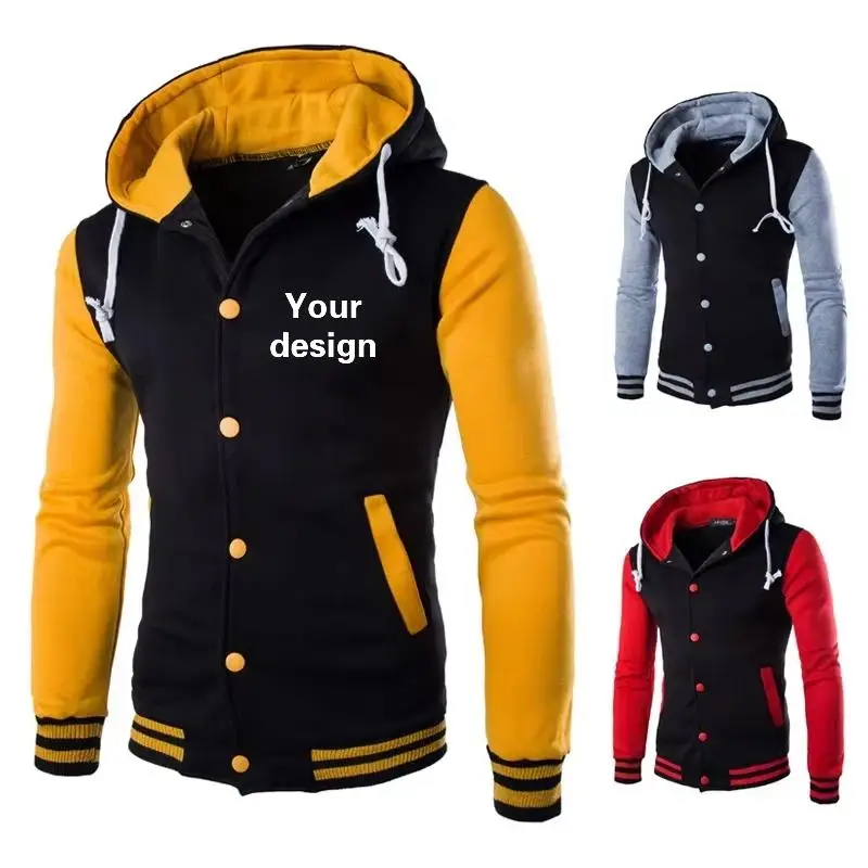 Men'S Baseball Jersey Printed Logo Custom Name Outdoor Leisure Sports Youth Student Hooded Sweater Coat