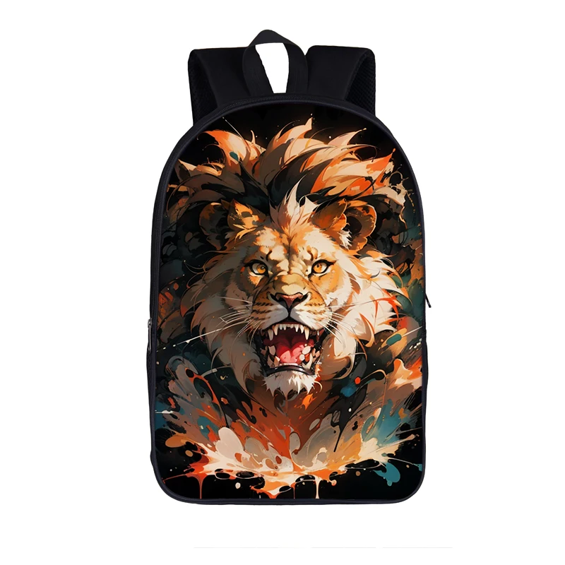 Sac à dos à imprimé d'animaux éclaboussures de peinture cool, sacs d'école pour enfants, cartable, sac à dos pour ordinateur portable, sac à dos, cadeau d'interconnexion, loup, tigre, cheval