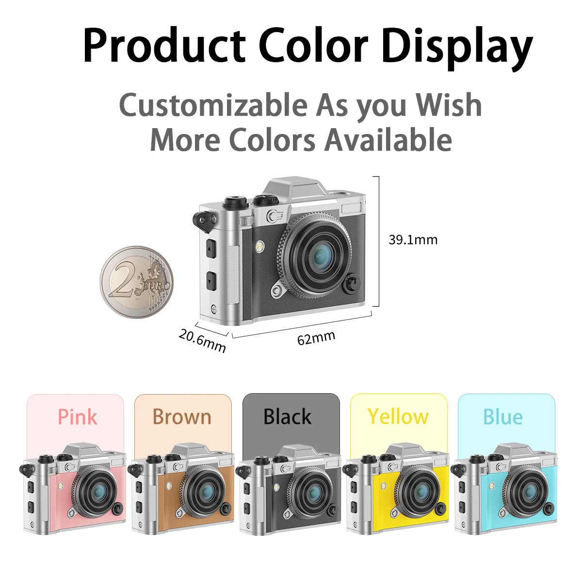 DC29S Metallic Texture Super Light Genuine Leather Retro Android Phone Mini Digital Camera CMOS 2K Video for Instant Sharing