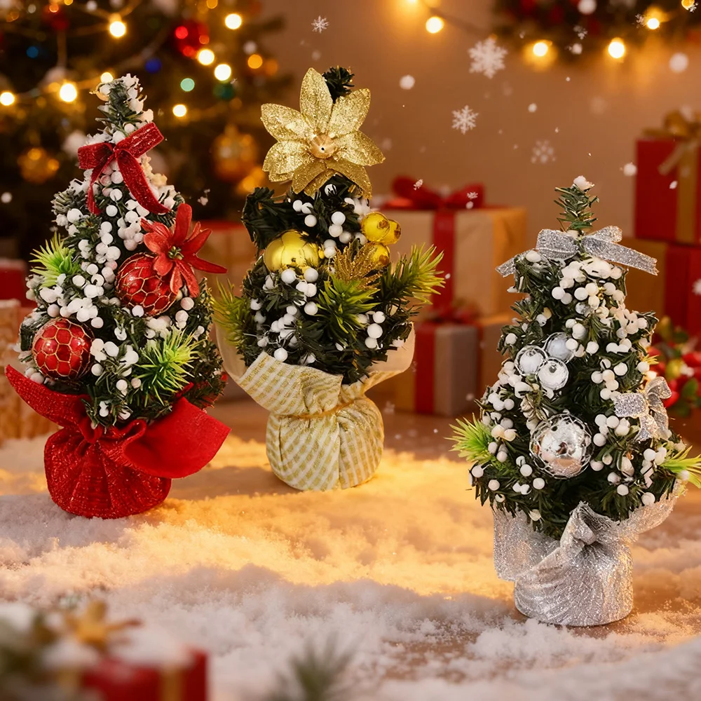Künstlicher Mini-Weihnachtsbaum, 20 cm, Mini-Weihnachtsbaumschmuck, Mini-Weihnachtskiefer, Weihnachtsgeschenk für Zuhause, Party-Dekoration