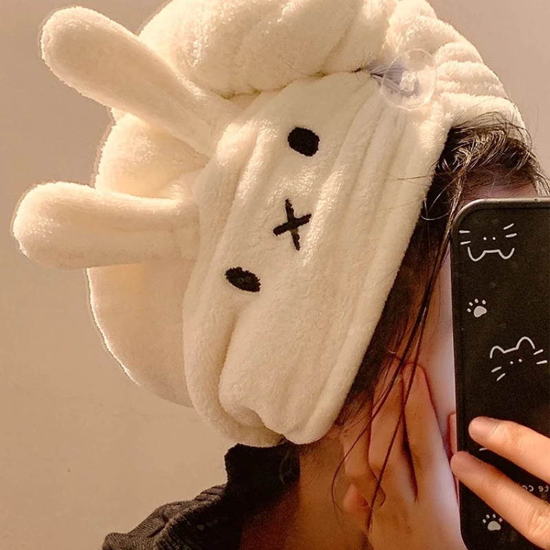 Cute Miffy Coral Velvet Dry Hair Cap Super Absorbent Towel for Girls Wrapping Hair Quick-drying Shower Cap Cartoon Dry Hair Cap