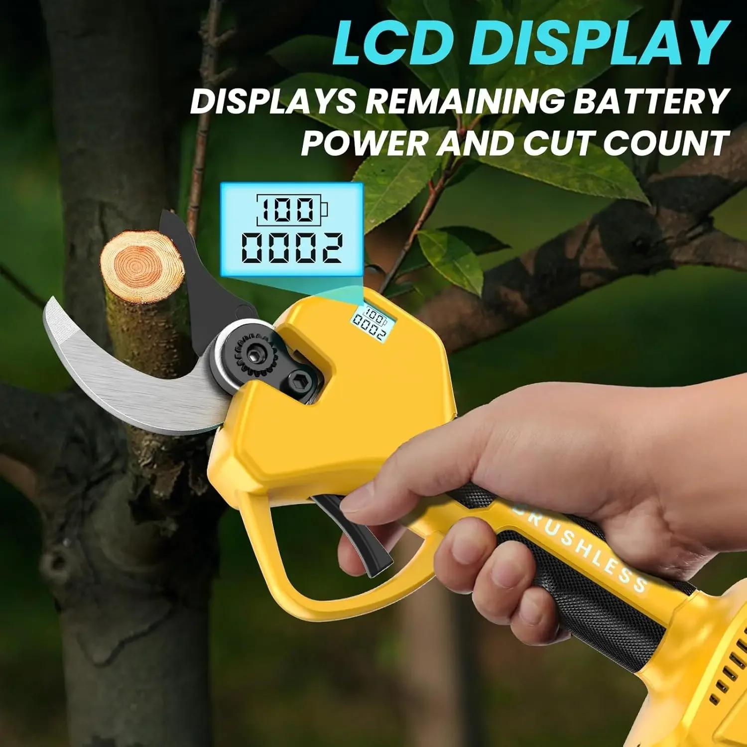 

Electric Pruning Shears Cordless Pruner Shears Brushless 2.0 Inch Cutting Diameter with 2 * 2Ah Battery Pruning Shears Garden