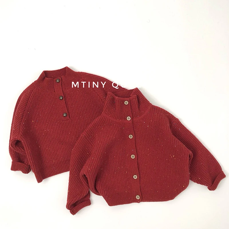 2025 Nieuwe Herfst 1-6Yrs Kinderkleding Kinderen Gebreid Vest Kerst Baby Lange Mouwen Effen Kleur Casual Losse Trui Jas