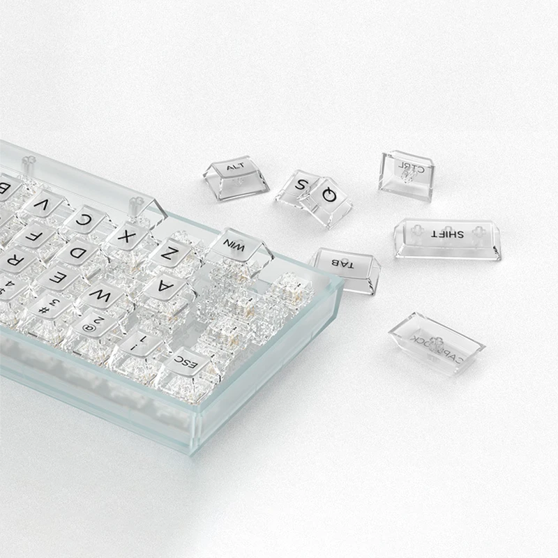 

140 Key Transparent Shine Through Backlit Keycaps Cherry Profile Ice Crystal Keycap For MX Mechanical Keyboard