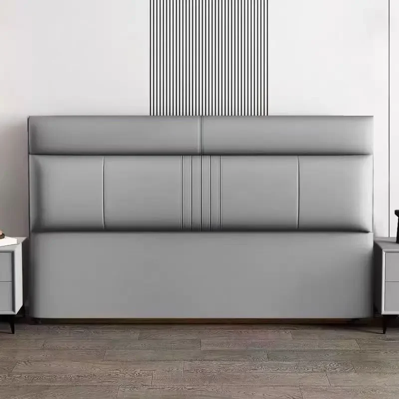 #Modern Solid Wood Soft-Padded Headboard With Top-Grade Leather Surface Multi-Purpose Double Bed Customizable Sizes