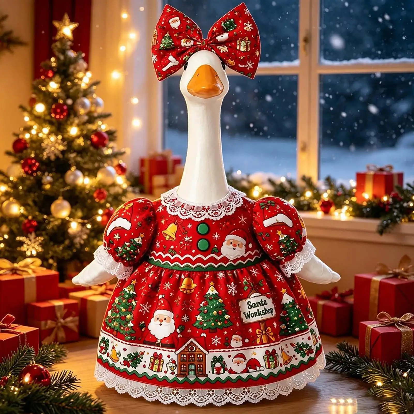 Porch Goose Christmas Outfits 23 Inch 23 Inch Dress Bowknot Outdoor Winter Decor Large Porch Goose Outfits for Garden Parties