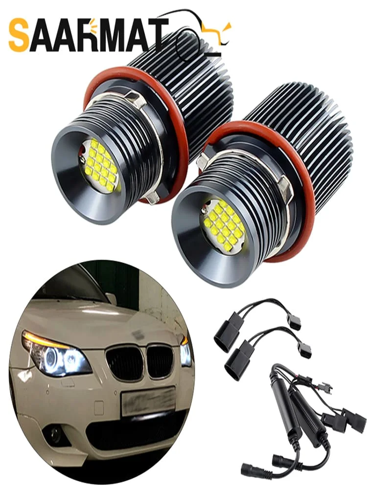 2 Stück 160 W für BMW E39 E53 E60 E61 E64 E65E66, E87 04–07, LED Angel Eye Halo Ring Marker Seitenlicht weiße LED-Birne Autoscheinwerfer.