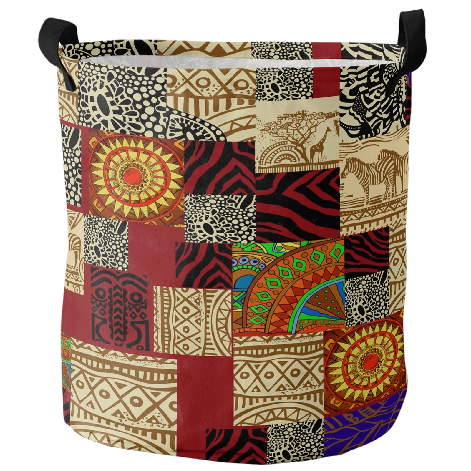 

African Ethnic Style Dirty Laundry Basket Foldable Round Waterproof Home Organizer Basket Clothing Children Toy Storage Basket