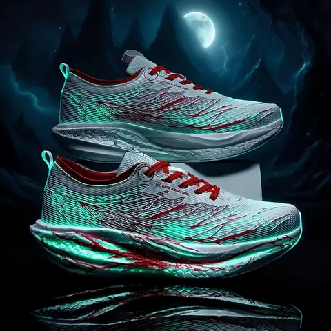 Fluorescence Running Shoes Carbon Board Marathon Men Sports Breathable Lightweight Women's Comfortable Athletic Nonskid Sneakers