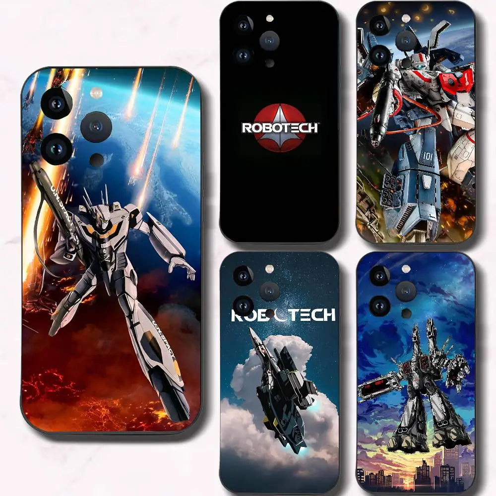 Funda de Silicona Negra para Teléfono con Diseño de Anime Robotech, Compatible con iPhone 17, 16, 15, 14, 13, 12, 11, Air, Pro, Max, Plus, Gran Venta