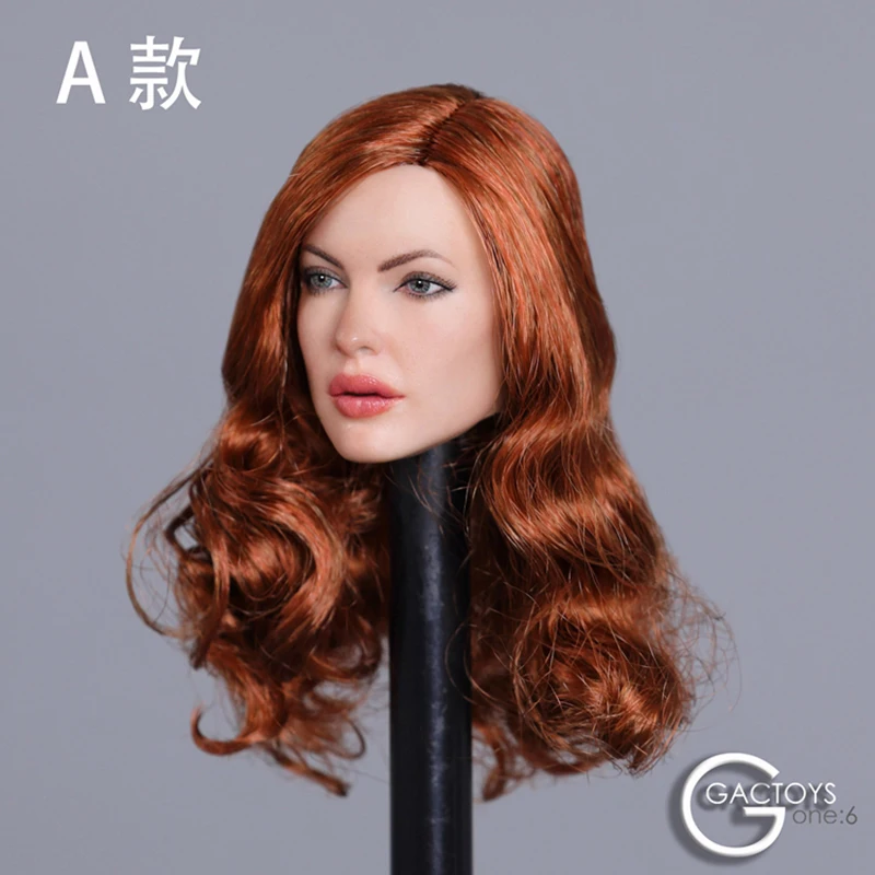 GACTOYS GC031 1/6 Scale Female Head Sculpt Delicate Long Hair Head Carving Model For 12 inch Suntan Skin TBLeague Figure Body