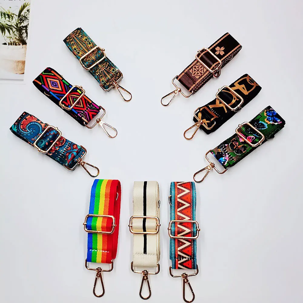 1Pcs Ethnic Bag Strap Handbag Strap Replacement Shoulder Crossbody Strap Adjustable Purse Strap Flower Embroidery Guitar Straps