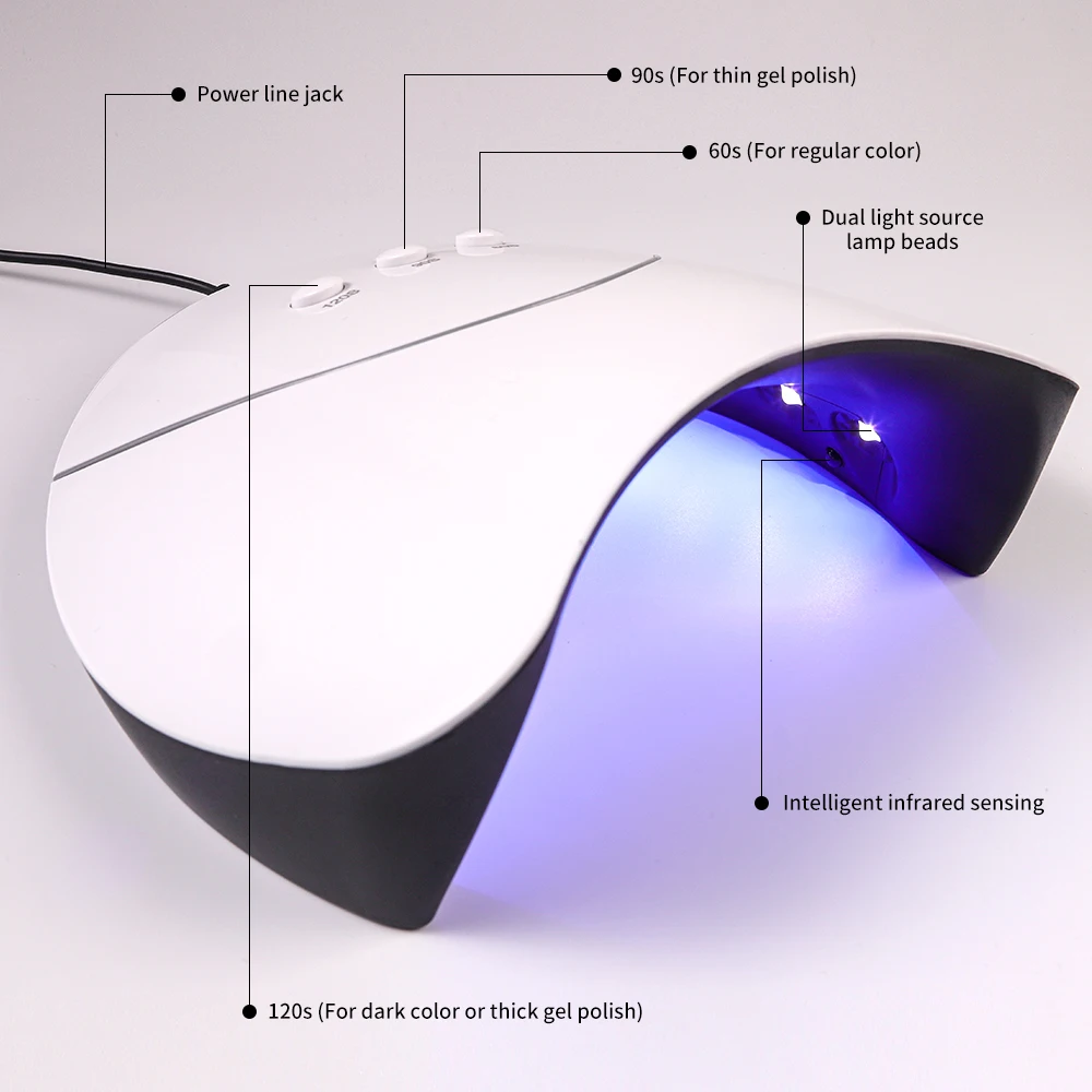 Lámpara secadora de uñas UV/LED de 12 LED con 3 modos de temporizador, secado rápido de uñas, Fordrying para salón de manicura, herramientas secadoras de salón de Gel acrílico
