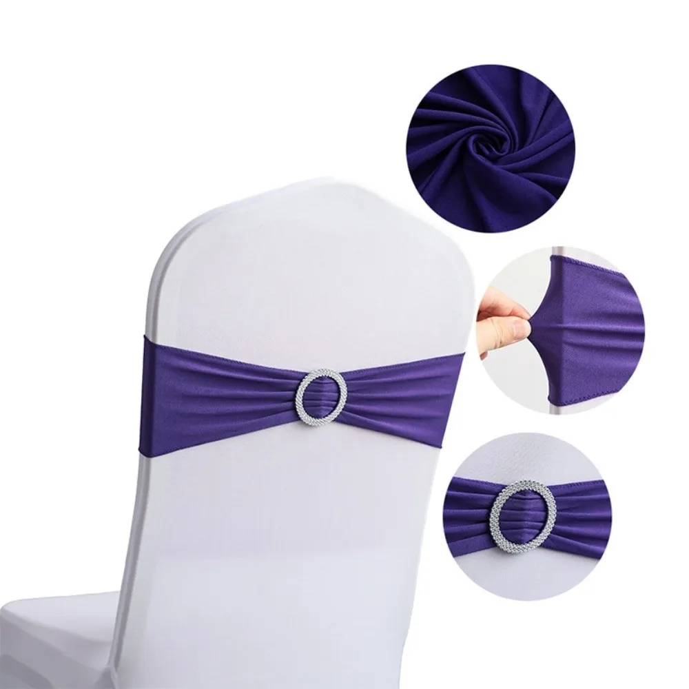 Spandex Stretch Chair Sashes Universal Fit Buckle Slider Chair Ties Elastic Anti Slip Chair Cover Bands Home Decor Supplies
