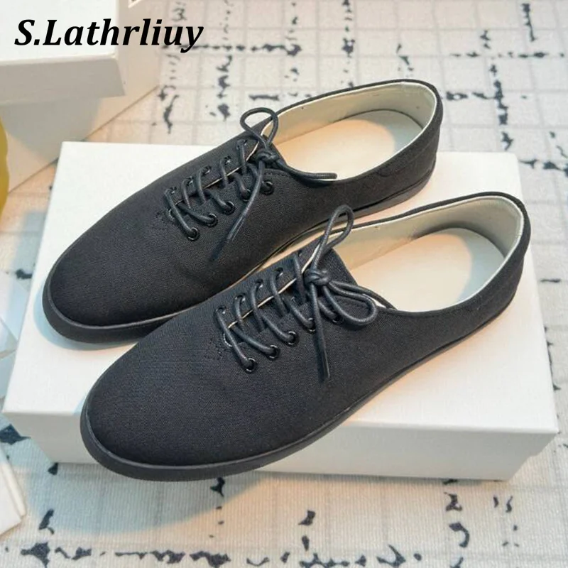 

All Match Small White Shoes Women's Summer Round Toe Lace Up Flat Shoes Comfort Casual Shoes Thick Bottom Breathable Sneakers