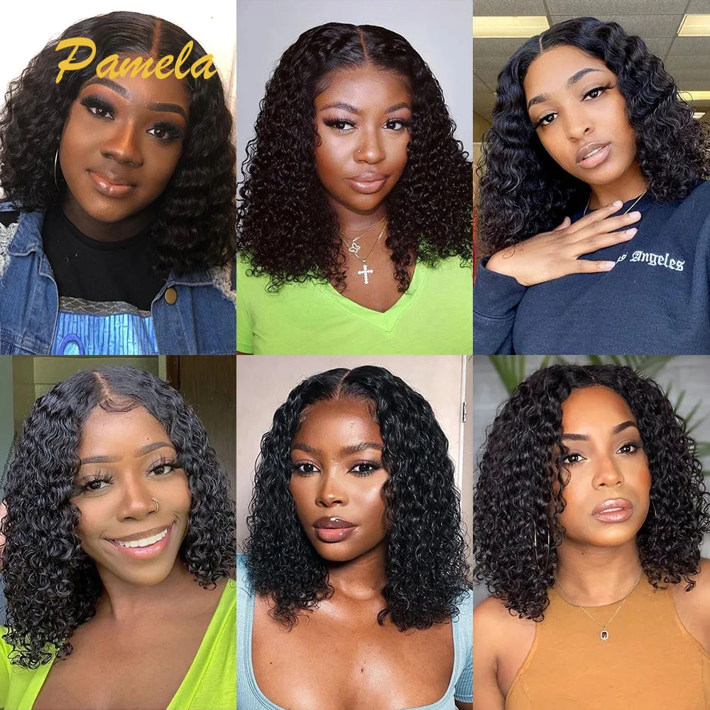 Wear and Go Glueless Wigs Pre Plucked Human Hair Brazilian Natural 13x4 Short Curly Bob Transparent Lace Front Wig For Women