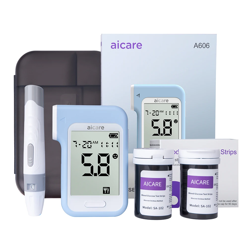 Blutzucker-Monitor-Set mit Blutzucker-Teststreifen und Lanzetten, Glucometer-Lancing-Gerät, Reiseetui, Test für Diabetiker zu Hause – Detail 2