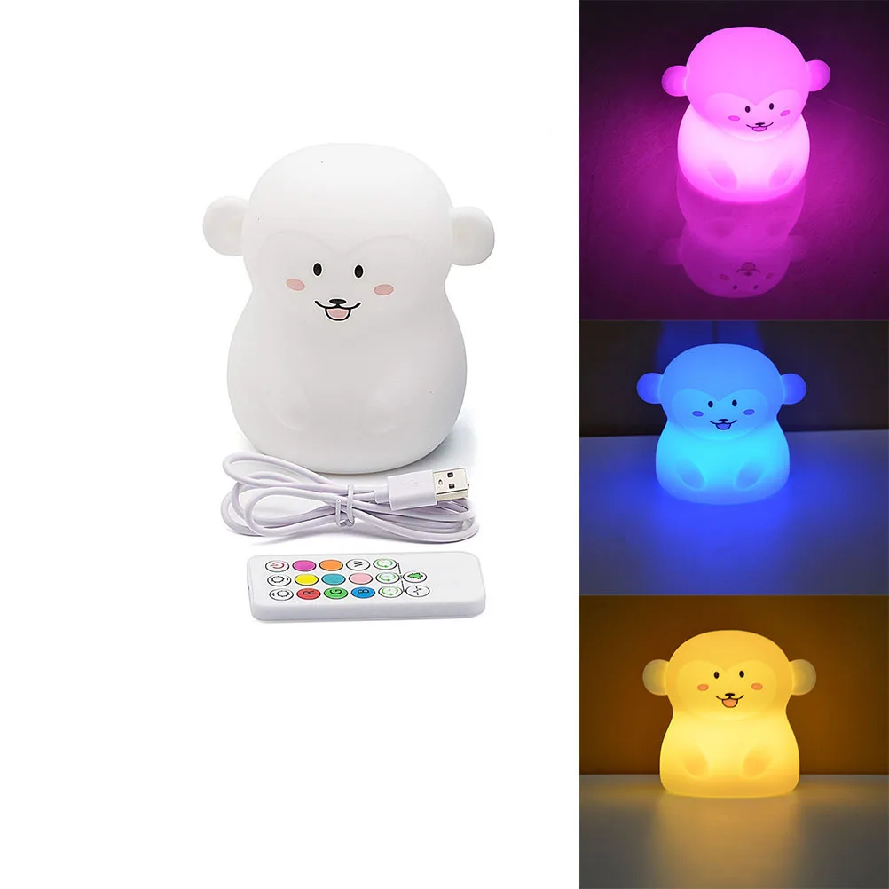 

Remote Control Silicone LED Night Light Color Changing Soft Silicone Monkey Baby Bedroom Night Lamp Colorful Squeezable