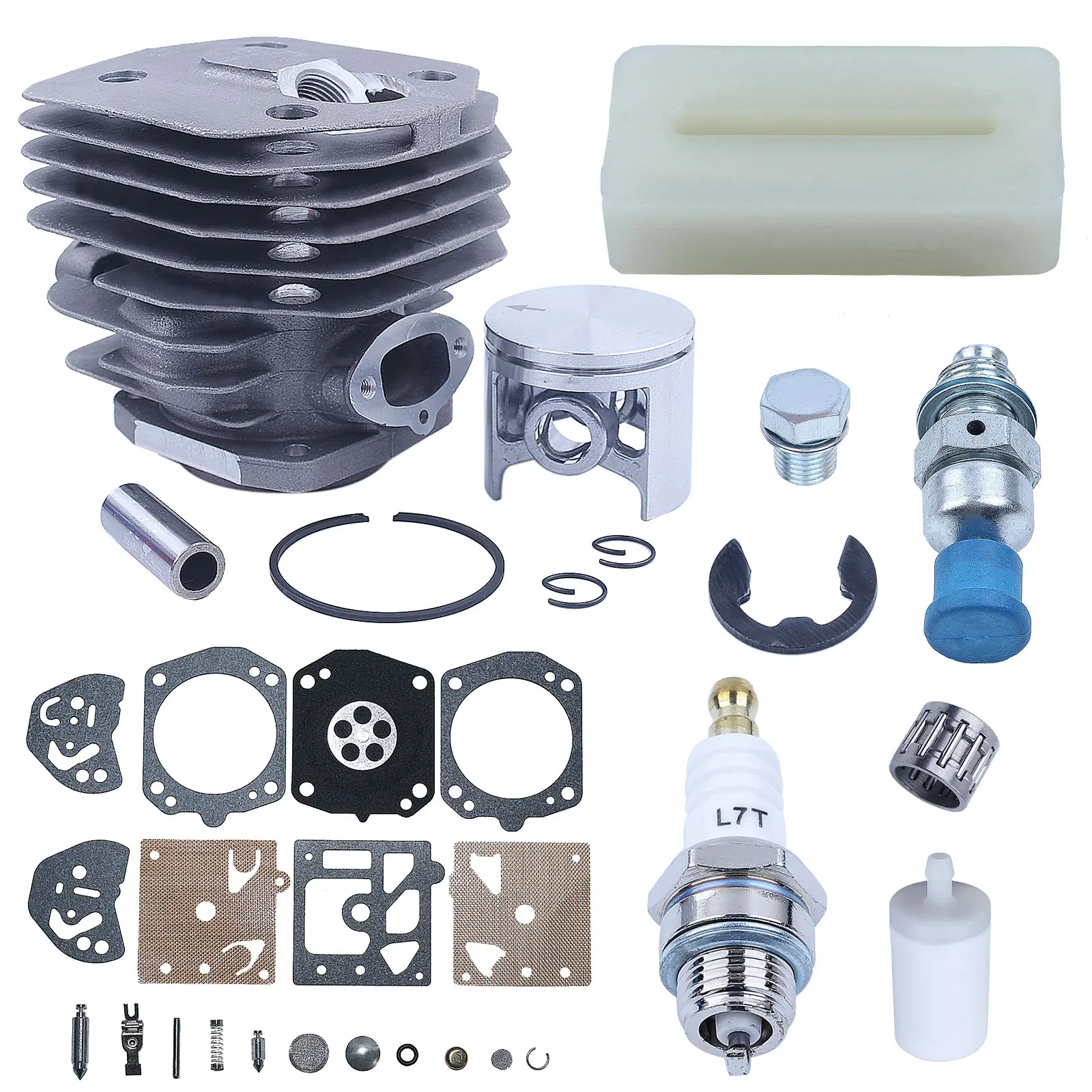 45mm cilindro pistone cuscinetto Carb Kit per Husqvarna 154 254 154XP 254XP motosega parte candela decompressione filtro carburante