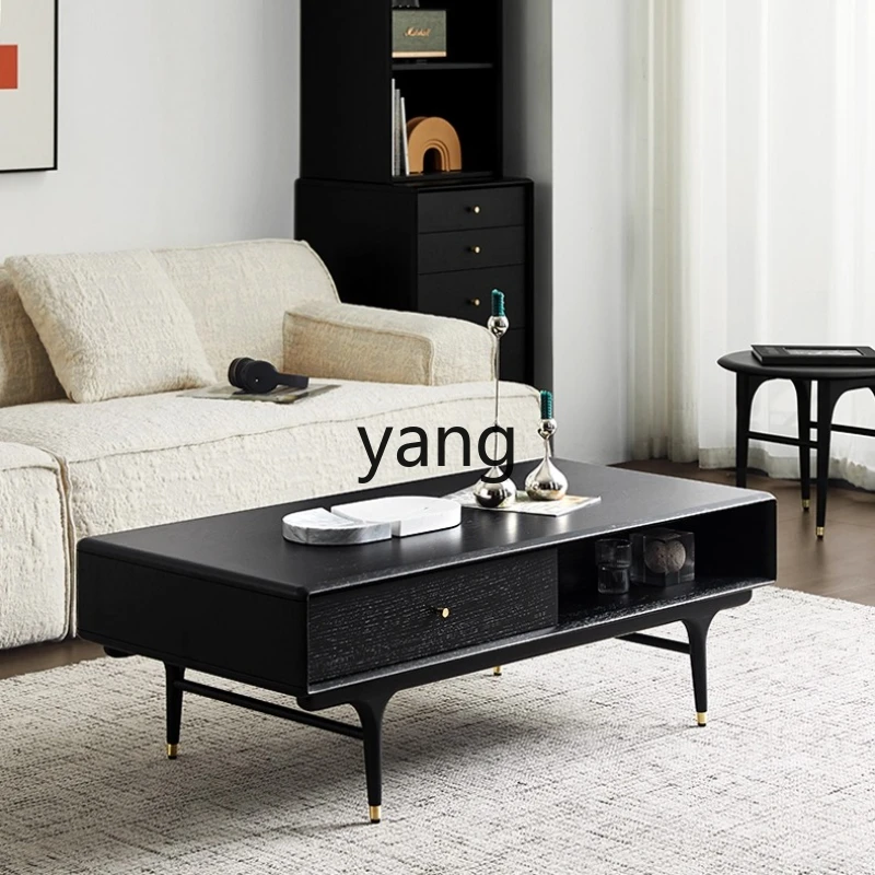 

YHM Retro Solid Wood Coffee Table Set for Small Apartments, Simple Modern Design