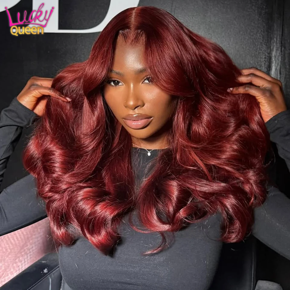 

Красновато-коричневые человеческие волосы Remy, плотность 180, 13X6, HD, прозрачное кружево 7X5, бесклеевые объемные волны для женщин, предварительно сорванные, 13X6, фронтальные парики