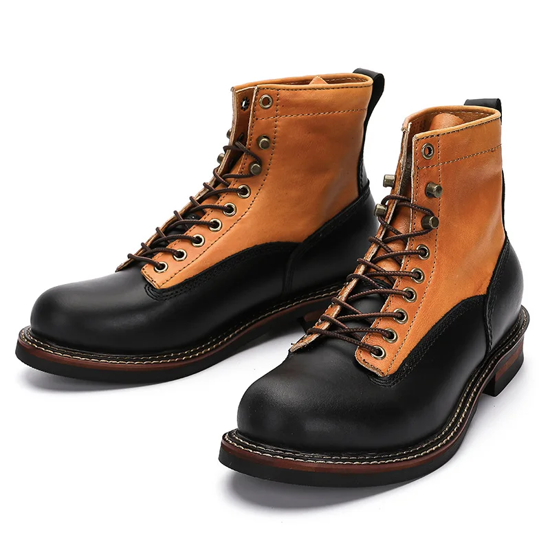 Men\'s color matching shoes high-end wings quality motorcycle men\'s boots singer knight punk shoes men