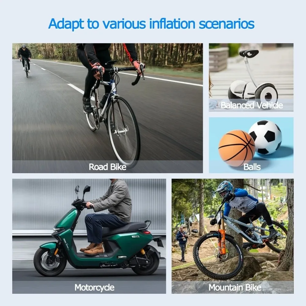 

New Mini Electric Bike Pump 120PSI USB-C Rechargeable Electric Bicycle Air Pump 1300mAh High Pressure Inflator MTB Road