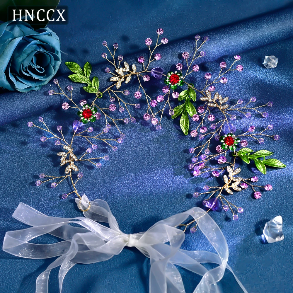 

HNCCX Handmade Hair Jewelry Crystal Tiara Beautiful Bride Headdress Alloy Leaf Wedding Bridal Accessories for Women CP859