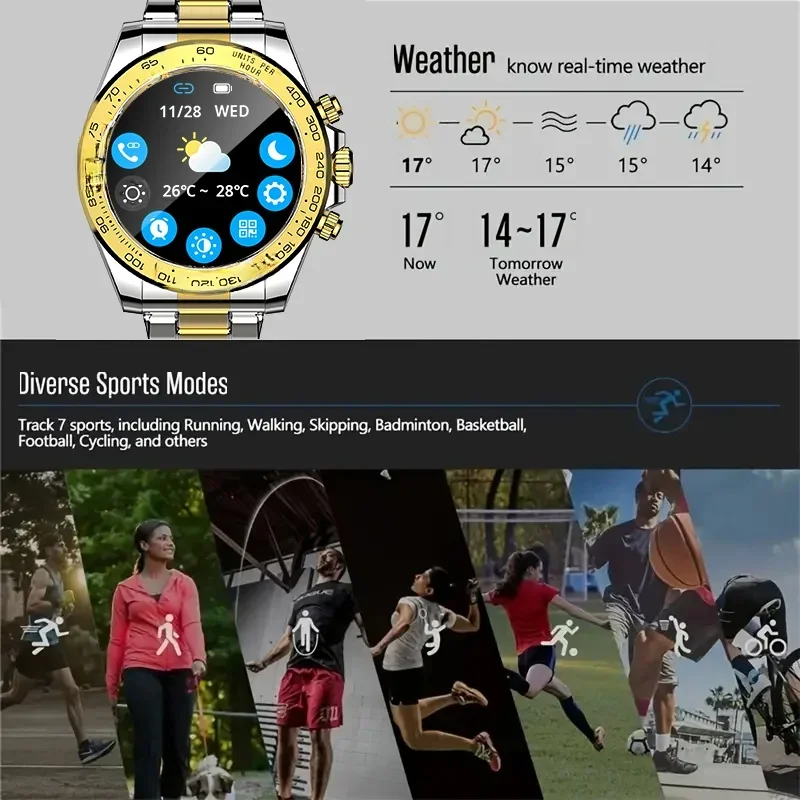 2025 New Men Smart Watch GPS Tracking Outdoor Sports Compass Voice Bluetooth Call Air Pressure 750mAh Battery Health Smartwatch