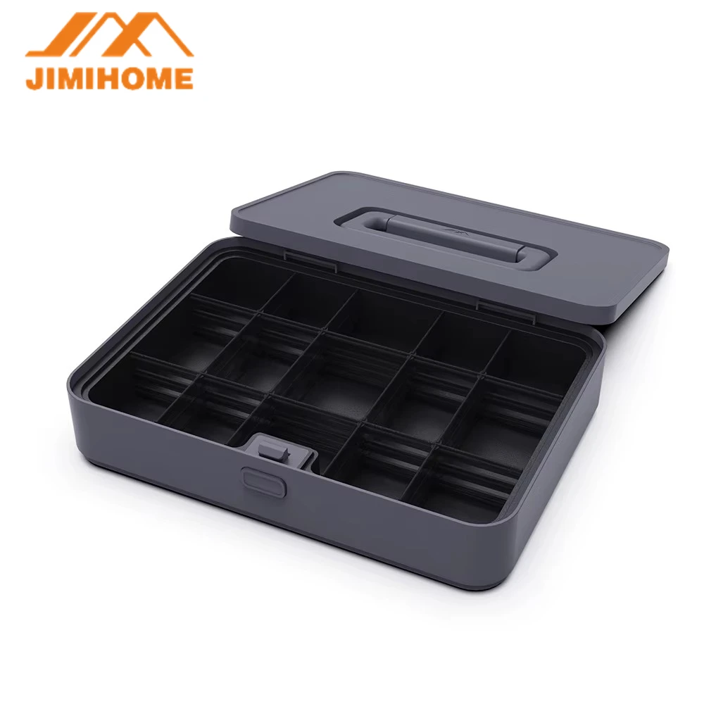 JIMIHOME Small Parts Organizer, Hardware Storage Box with 6 Removable Dividers, for Hardware, Screws, Bolts, Nails