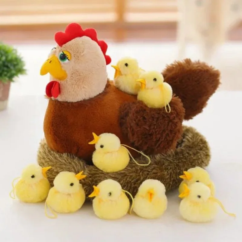 Jouet en peluche jetable pour bébé, jouet de poussins Kawaii, ornement de accent de poule, cadeau de Noël, collection artificielle, beurre, 1 ensemble