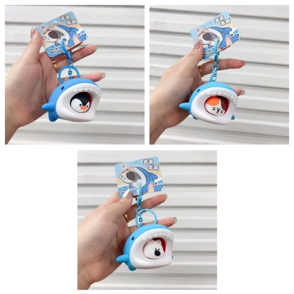 Модный брелок для ключей с изображением кота, аквариума и акулы, забавный креативный силиконовый кулон в виде пингвина, мягкий милый брелок с белым медведем, унисекс