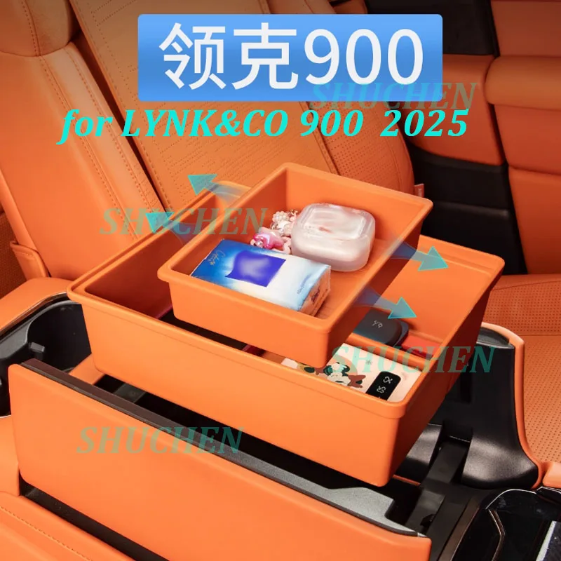 

Car Armrest Case Silicone Storage Box for LYNK&CO 900 2025 Central Console Push-pull Type Storage Box Interior Accessories