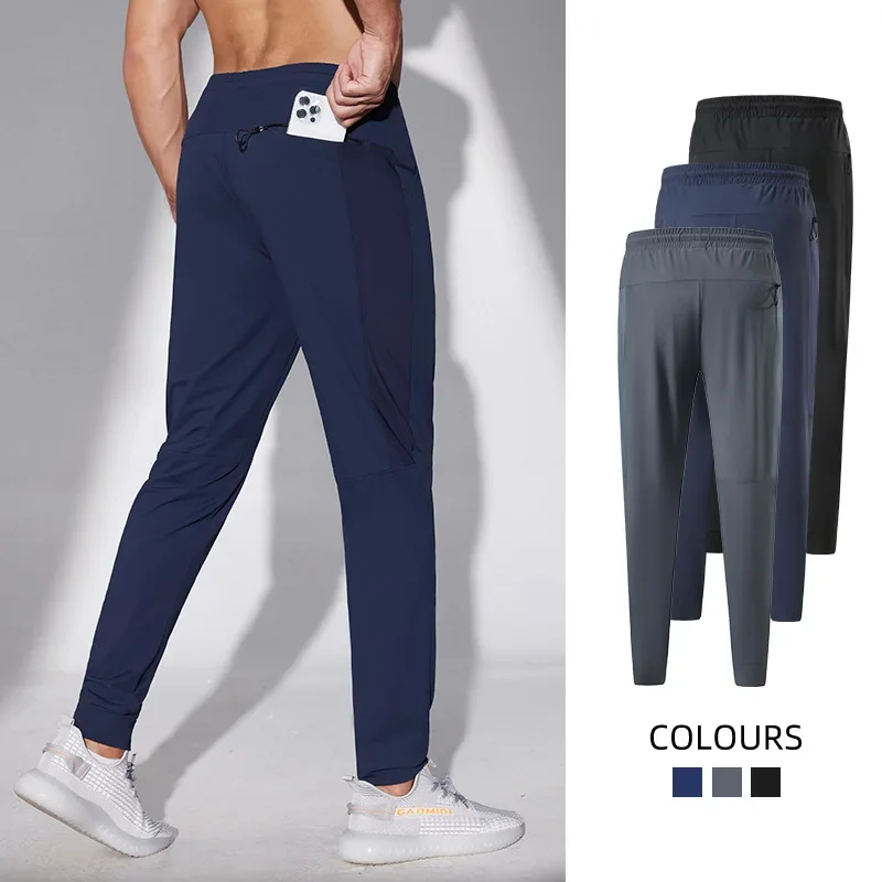 

Men Cool Feeling Jogging Pants Pockets Thin Training Running Workout Sweatpants Fitness Gym Sport Casual Track Pants Sportwear