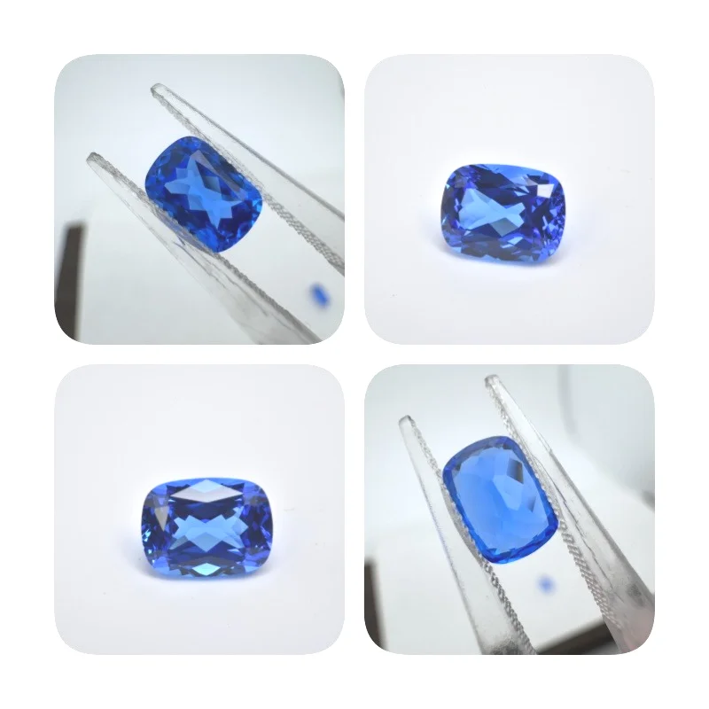 Laborgezüchteter Kobalt-Spinel in Asscher-Schliff, Blaue Farbe, Edelstein für DIY-Ring-, Halsketten- und Ohrringherstellung, Materialien wählbar, Zertifikat verfügbar – Detail 8