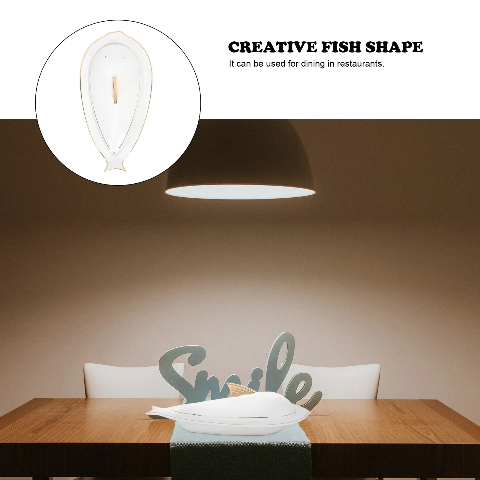 

1Set Decorative Ceramic Fish Serving Dish Ceramic Seafood Plate Smooth Surface Easy Clean Hot Cold Meals Restaurant Home