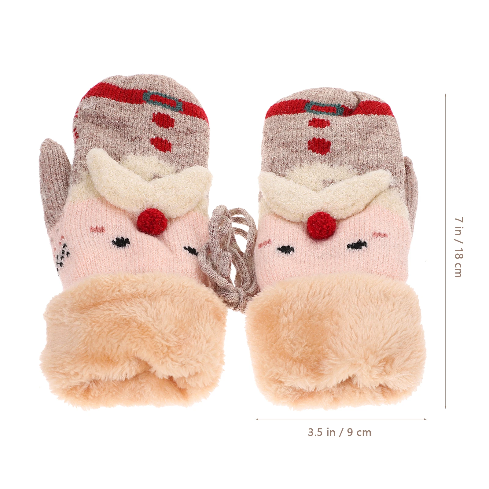 

1 Pair Christmas Knitted Gloves Neck Hanging Warm Full Finger Mittens For Winter Hand Protection Thickened Insulated