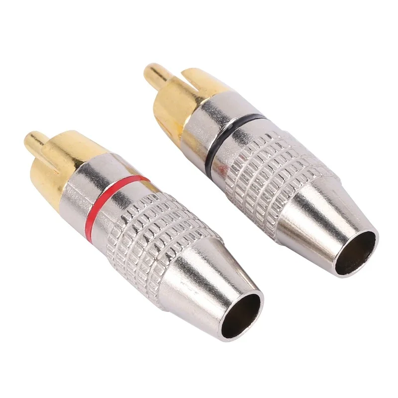 100 Pcs RCA Plug Audio Video Locking Connector Cable Gold Plated