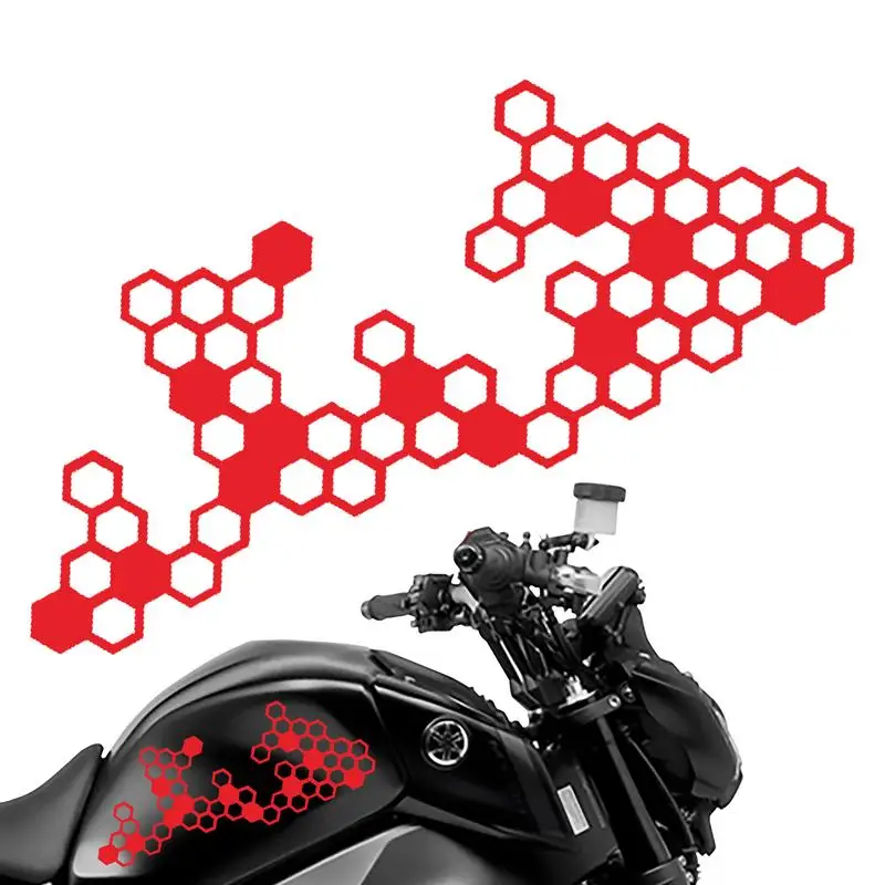 Cool Motorcycle Stickers Motorcycle Modified Honeycomb Shape Decals Strong Viscosity Motorcycle Decoration Tool For Computers