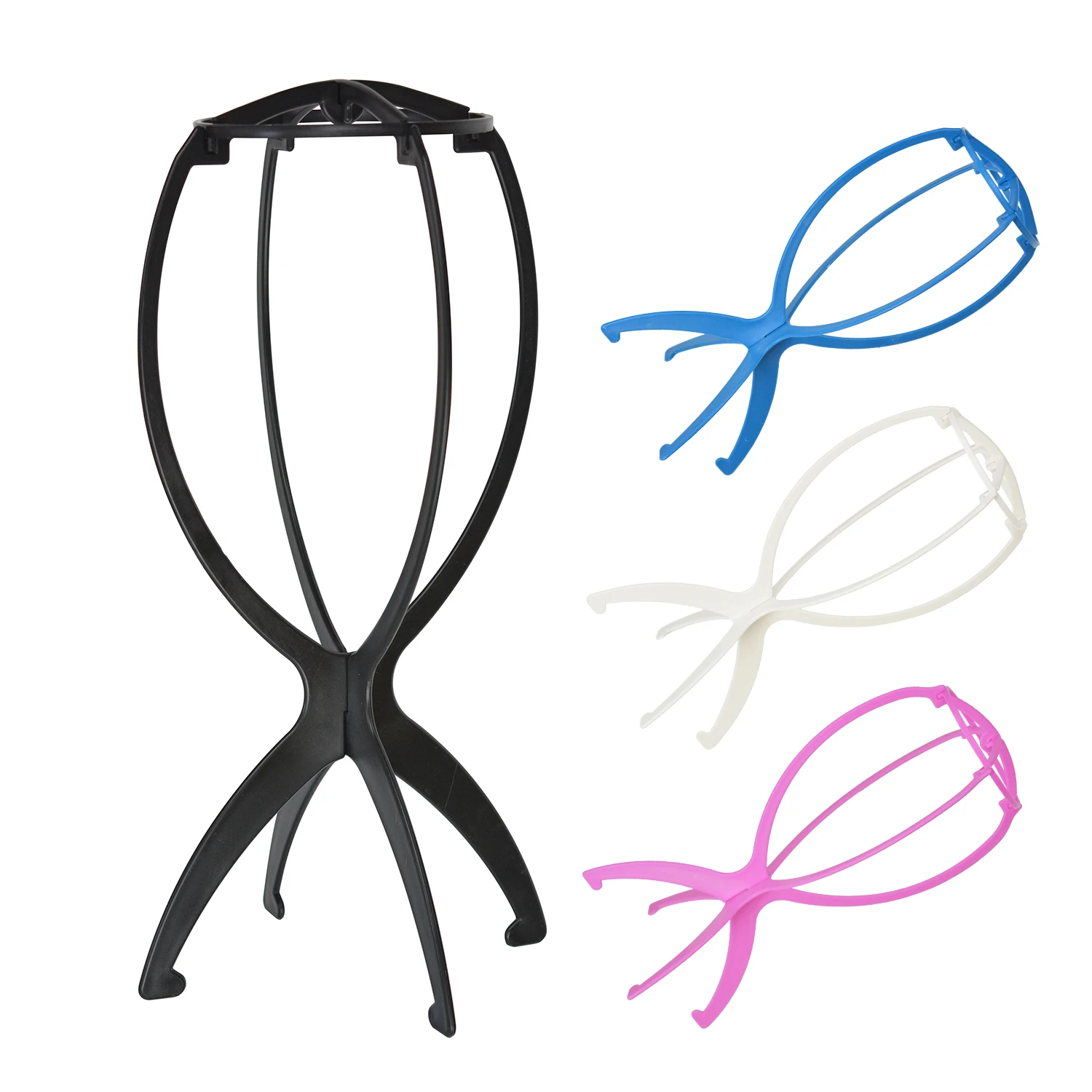 1Pc Wig Stand Plastic Wig Head Stand Holders for Wig Hat Masks Display Mannequin Stand Folding Portable Hairpieces Display Tool