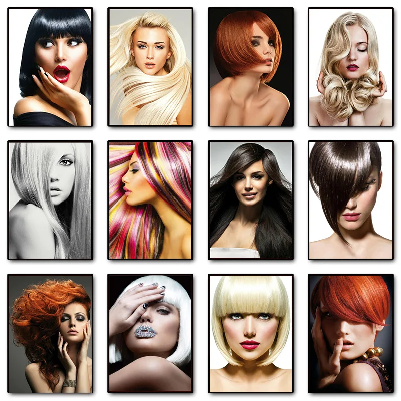 Hair Salon Hairstyle Model Poster Hairdresser Barbershop Prints Canvas Painting Wall Art Pictures Barber Shop Salon SPA Decor
