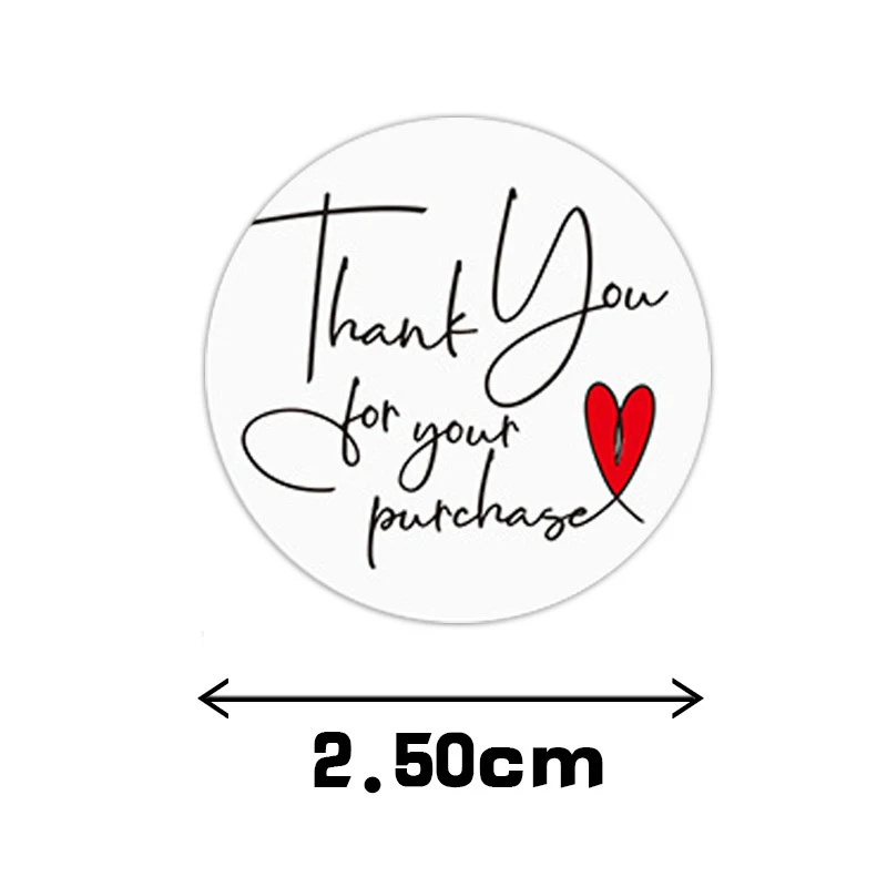 500pcs 1 inch Thank You for Your Purchase Labels with Red Heart Small Business Retail Store Envelope Seals Stickers for Packing