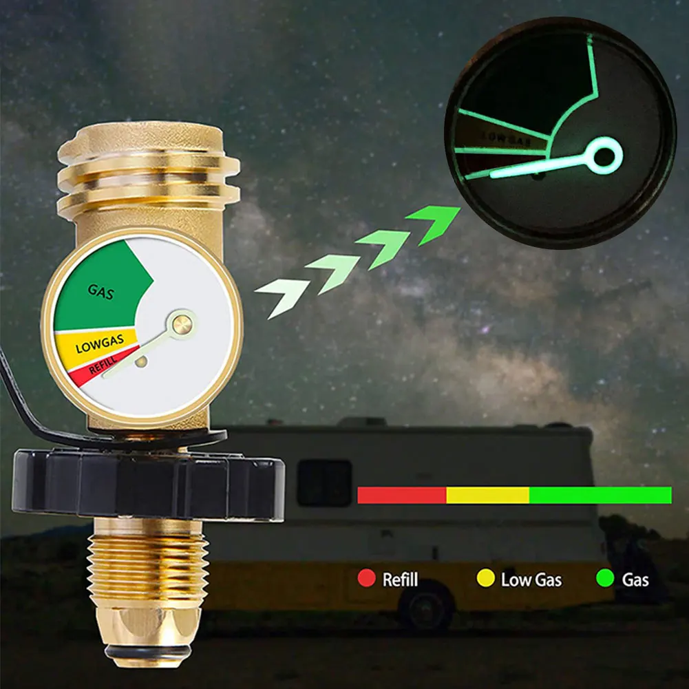 Propane Tank Gas Gauge Leak Detector Convert POL LP Tank Service Valve To QCC1/Type 1 for Propane Cylinder BBQ Gas Grill Heater