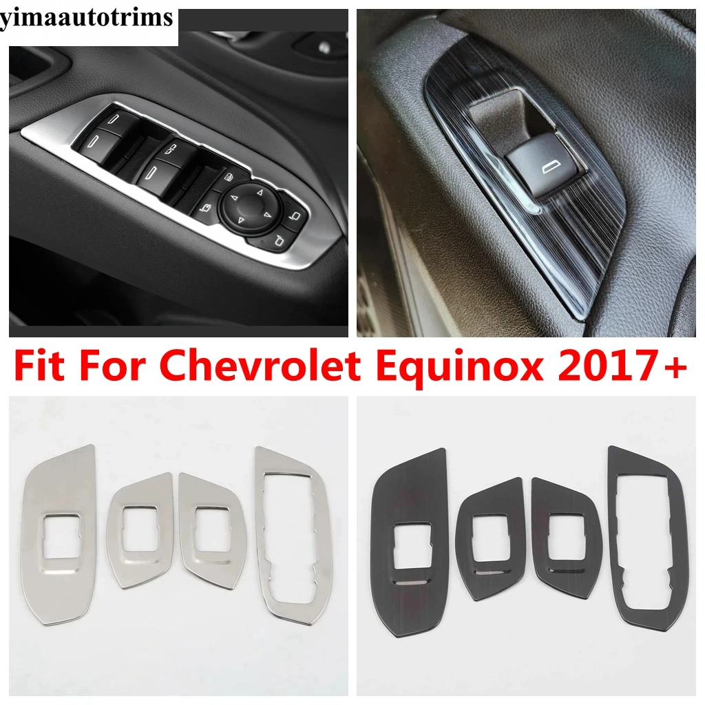 

Car Door Armrest Window Lift Button Panel Cover Trim Fit For Chevrolet Equinox 2017 - 2023 Stainless Steel Interior Accessories