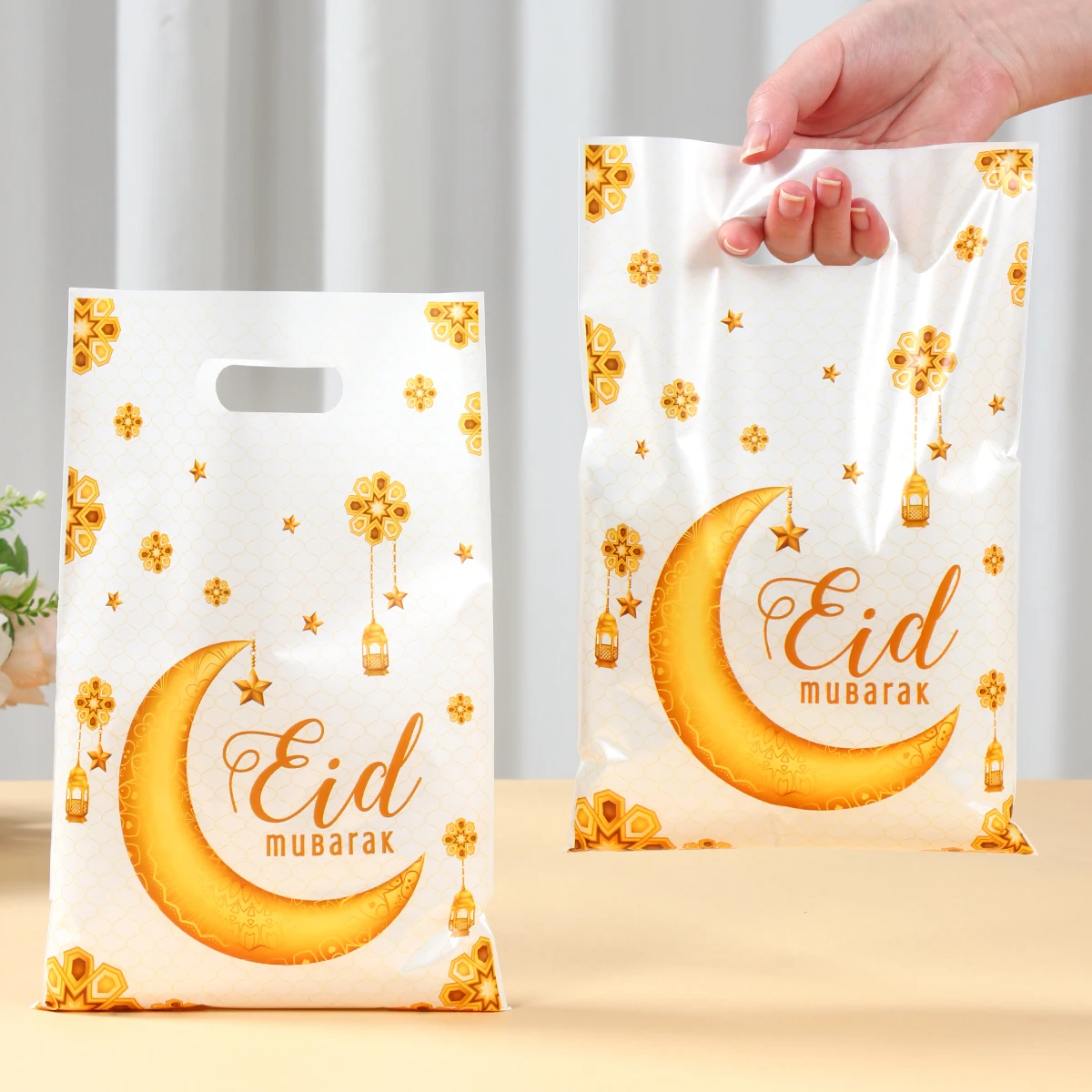 10/25/50pcs Ramadan Candy Bags Eid Mubarak Decor Gift Bags Cookie Packaging Ramadan Kareem Islamic Muslim Eid Al Fitr Party Bags